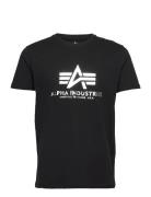 Basic T-Shirt Foil Print Designers T-Kortærmet Skjorte Black Alpha Ind...