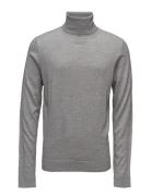 Merino Knit Roll-Neck Tops Knitwear Turtlenecks Grey Lindbergh