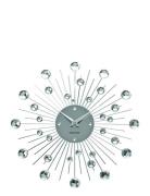 Wall Clock Sunburst Crystal Home Decoration Watches Wall Clocks Silver...