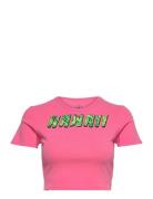 T-Shirt Tops Crop Tops Short-sleeved Crop Tops Pink Barbara Kristoffer...