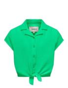 Kogthyra Capsleeve Knot Shirt Wvn Tops Shirts Short-sleeved Shirts Gre...