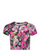 Silky Jersey Crop Top Tops Crop Tops Short-sleeved Crop Tops Pink ROTA...