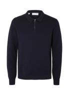 Slhflorence Ls Knit Zip Polo Ex Tops Knitwear Long Sleeve Knitted Polo...