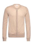 Bs Elias Regular Fit Knitwear Tops Knitwear Full Zip Jumpers Cream Bru...