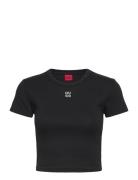 Delanor Tops Crop Tops Short-sleeved Crop Tops Black HUGO