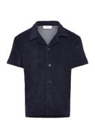 Graugust Terry Ss Shirt Tops Shirts Short-sleeved Shirts Navy Grunt