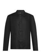 Peter Linen Ls Tops Shirts Linen Shirts Black Gabba