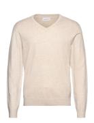 Eco Vero V-Neck Jumper Tops Knitwear V-necks Cream Lindbergh