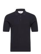 Naples Polo Vertical Knit Midnight Designers Knitwear Short Sleeve Kni...