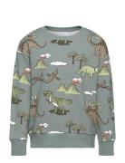 Sweater Dino Aop Tops Sweatshirts & Hoodies Sweatshirts Green Lindex