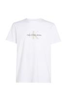 Distressed Monologo Tee Tops T-Kortærmet Skjorte White Calvin Klein Je...