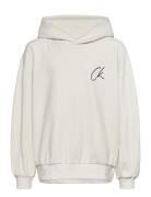 Ck Signage Comfort Hoodie Tops Sweatshirts & Hoodies Hoodies White Cal...