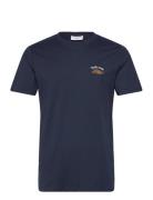 Embroidery Tee S/S Tops T-Kortærmet Skjorte Navy Lindbergh