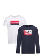 Jjnolan Tee Ss Ls Crew Neck 2Pk Mp Jnr Tops T-shirts Long-sleeved T-Sk...