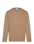 Pullover Tops T-shirts Long-sleeved T-Skjorte Brown BOSS