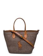 Plaid Wool-Blend Medium Bellport Tote Bags Totes Brown Polo Ralph Laur...