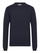 100% Recycle Knit Round Neck Tops Knitwear Round Necks Navy Lindbergh