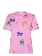 Wonder Horse Printed T-Shirt Tops T-shirts & Tops Short-sleeved Pink B...