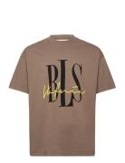 Signature T-Shirt Tops T-Kortærmet Skjorte Brown BLS Hafnia