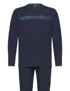 Men's Knit Long Pyjamas Pyjamas Nattøj Navy Emporio Armani