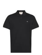 Reg Shield Ss Pique Polo Tops Polos Short-sleeved Black GANT