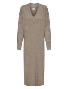 Olmnew Tessa L/S Midi V Dress Knt Knælang Kjole Beige Only Maternity