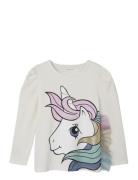 Nmfsille Mlp Ls Top Cplg Tops T-shirts Long-sleeved T-Skjorte Beige Na...