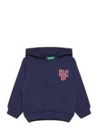 Sweater W/Hood Tops Sweatshirts & Hoodies Hoodies Navy United Colors O...