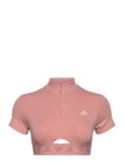 Hyperglam Crop Zip Tee W Tops Crop Tops Short-sleeved Crop Tops Pink A...