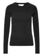 Slim Rib Keyhole R T L\S Wmn Tops T-shirts & Tops Long-sleeved Black G...