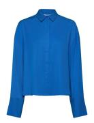 2Nd Claross - Fluid Twill Tops Shirts Long-sleeved Blue 2NDDAY