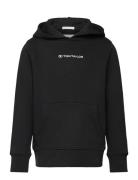 Printed Hoody Tops Sweatshirts & Hoodies Hoodies Black Tom Tailor