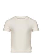 Cropped Rib T-Shirt Tops T-Kortærmet Skjorte Cream Tom Tailor