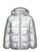 Puffer Jacket Small Kids Foret Jakke Silver Lindex