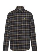 Brushed Flannel Tartan Shirt Tops Shirts Long-sleeved Shirts Black Lyl...