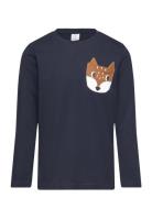 Top Ls Fox Pocket Tops T-shirts Long-sleeved T-Skjorte Navy Lindex