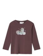 Nmfwillitus Wool Ls Top Noos Tops T-shirts Long-sleeved T-Skjorte Purp...