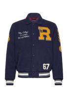 Pile Fleece Letterman Jacket Bomberjakke Jakke Blue Polo Ralph Lauren