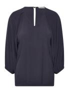 Slvalize Blouse 3/4 Tops Blouses Long-sleeved Navy Soaked In Luxury