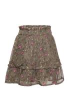 Skirt Flower Dot Dresses & Skirts Skirts Midi Skirts Khaki Green Cream...