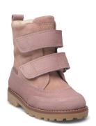 Boots - Flat - With Velcro Vinterstøvler Med Burrebånd Pink ANGULUS