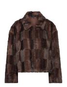 Sylvie Zip Faux Fur Jacket Outerwear Faux Fur Brown Bardot