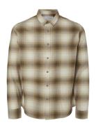 Slhslimowen-Brushed Shirt Ls Noos Tops Shirts Casual Brown Selected Ho...