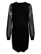 Olmviktoria L/S Lace Dress Ex Knt Knælang Kjole Black Only Maternity