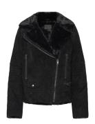 Awa Shearling Suede Biker Læderjakke Skindjakke Brown Jofama