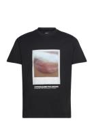 Cotton Jersey Frode Poloroide Tee Tops T-Kortærmet Skjorte Black Mads ...