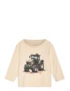 Nmmnisa Nreg Ls Top Box Tops T-shirts Long-sleeved T-Skjorte Cream Nam...