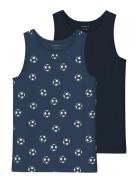 Nkmtank Top 2P Dark Denim Football Noos Tops T-shirts Sleeveless Navy ...