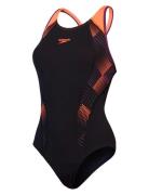 Womens Placement Laneback Sport Swimsuits Black Speedo