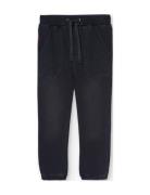 Fleece Denim Trousers Bottoms Sweatpants Black Boboli